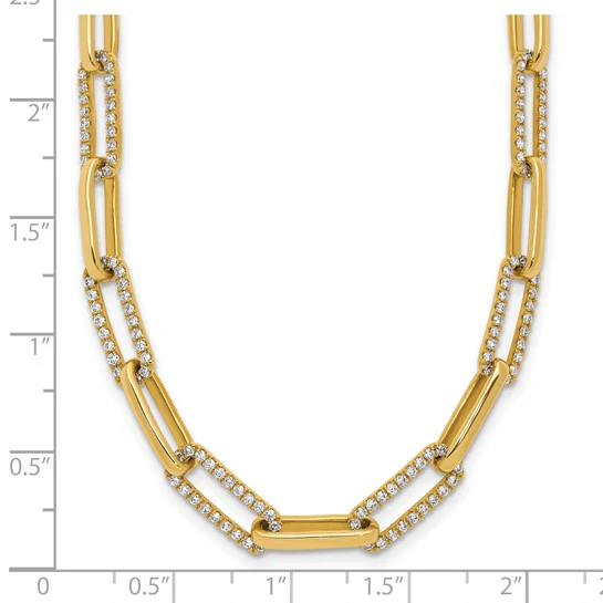 Collar de Enlaces de Clip con Diamantes en Oro Amarillo de 14k - 18 pulgadas - Image 5