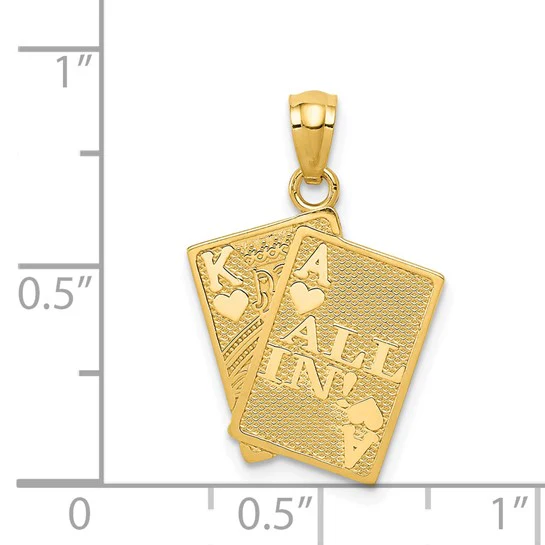 Colgante de Cartas As de Corazones y Rey de Corazones "All In!" en Oro de 14k - Image 4