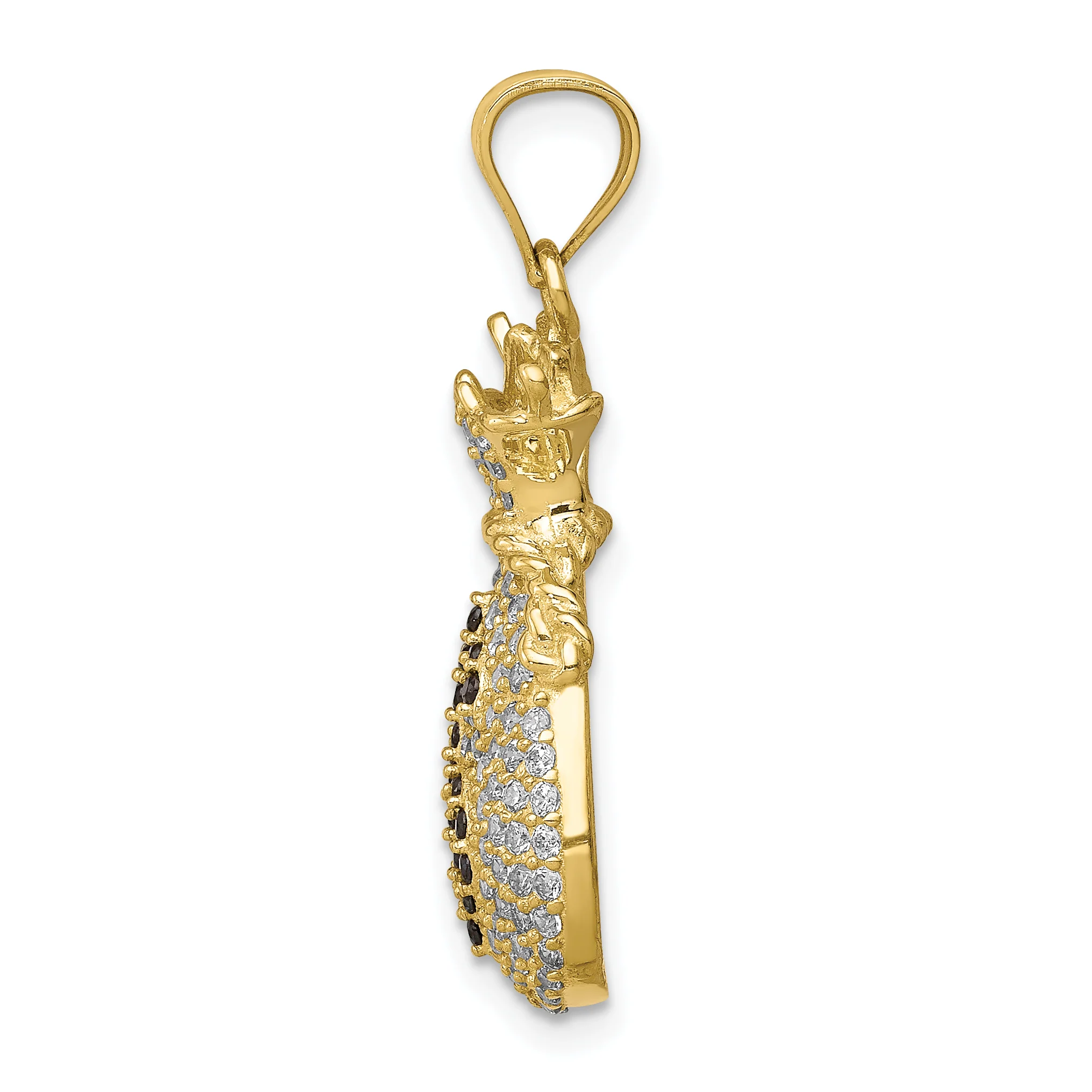 Colgante de Bolsa de Dinero con Pavé de CZ Negro y Transparente en Oro de 10k - Image 2