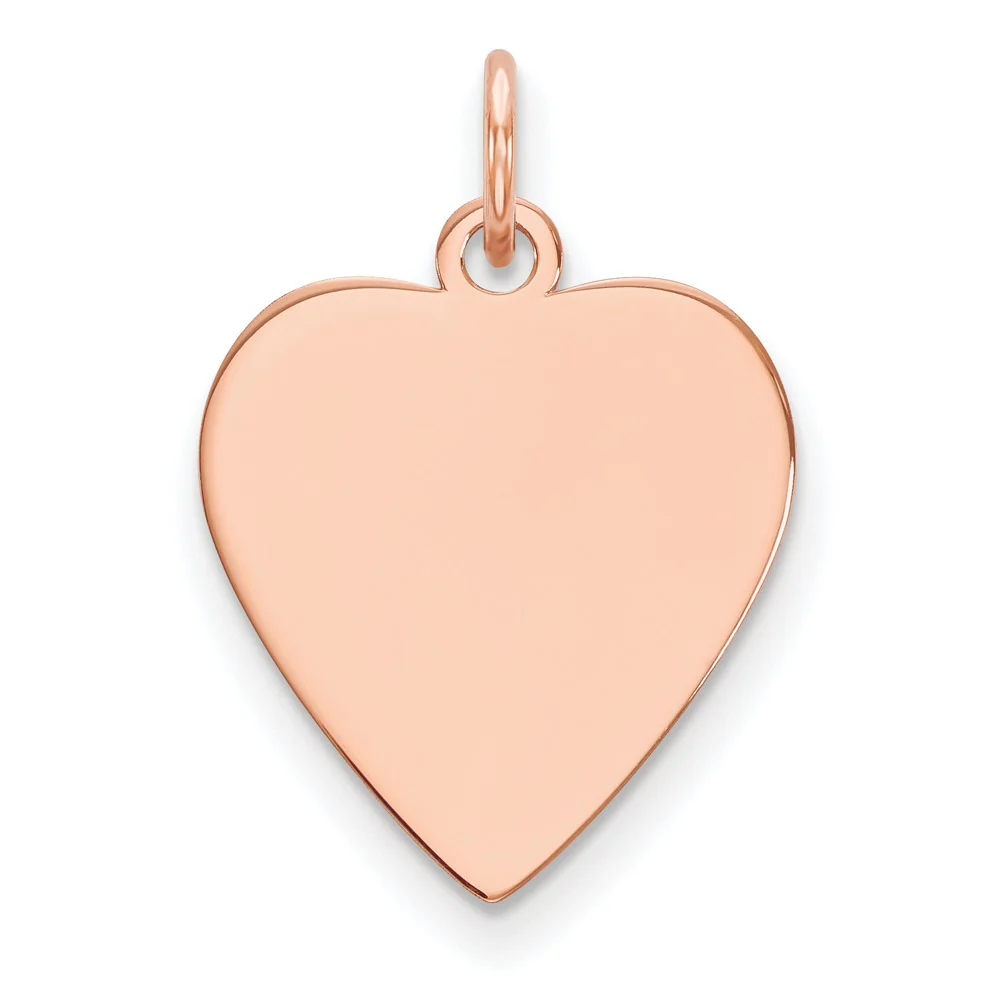 Dije de Disco Corazón Grabable en Oro Rosa de 14k (.018 Gauge)
