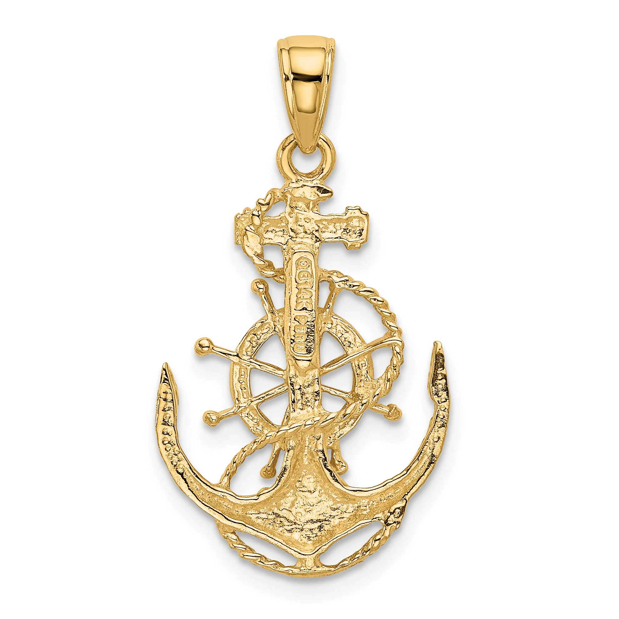 Colgante Ancla Mediana con Rueda en Oro Amarillo de 14k - Image 3