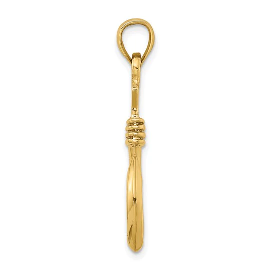 Colgante Grande de Anzuelo con Cuerda en Oro Amarillo de 10k 3D - Image 3