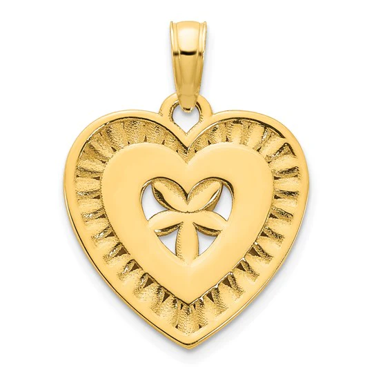 14k Oro Amarillo Colgante Corazón Elegante - Image 3