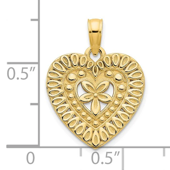14k Oro Amarillo Colgante Corazón Elegante - Image 4