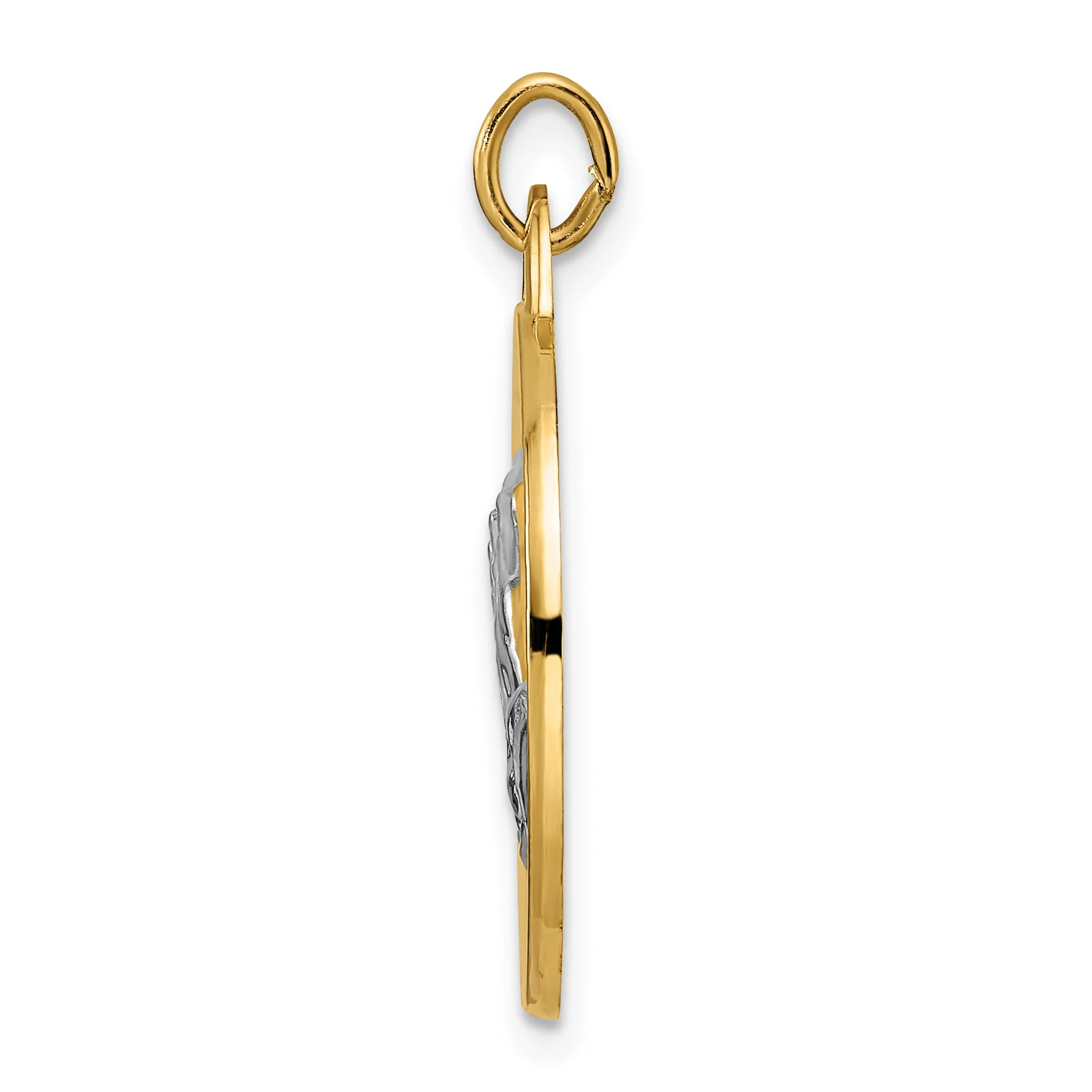 Colgante de Disco con Manos Orando en 14k Pulido y Satinado - Image 2