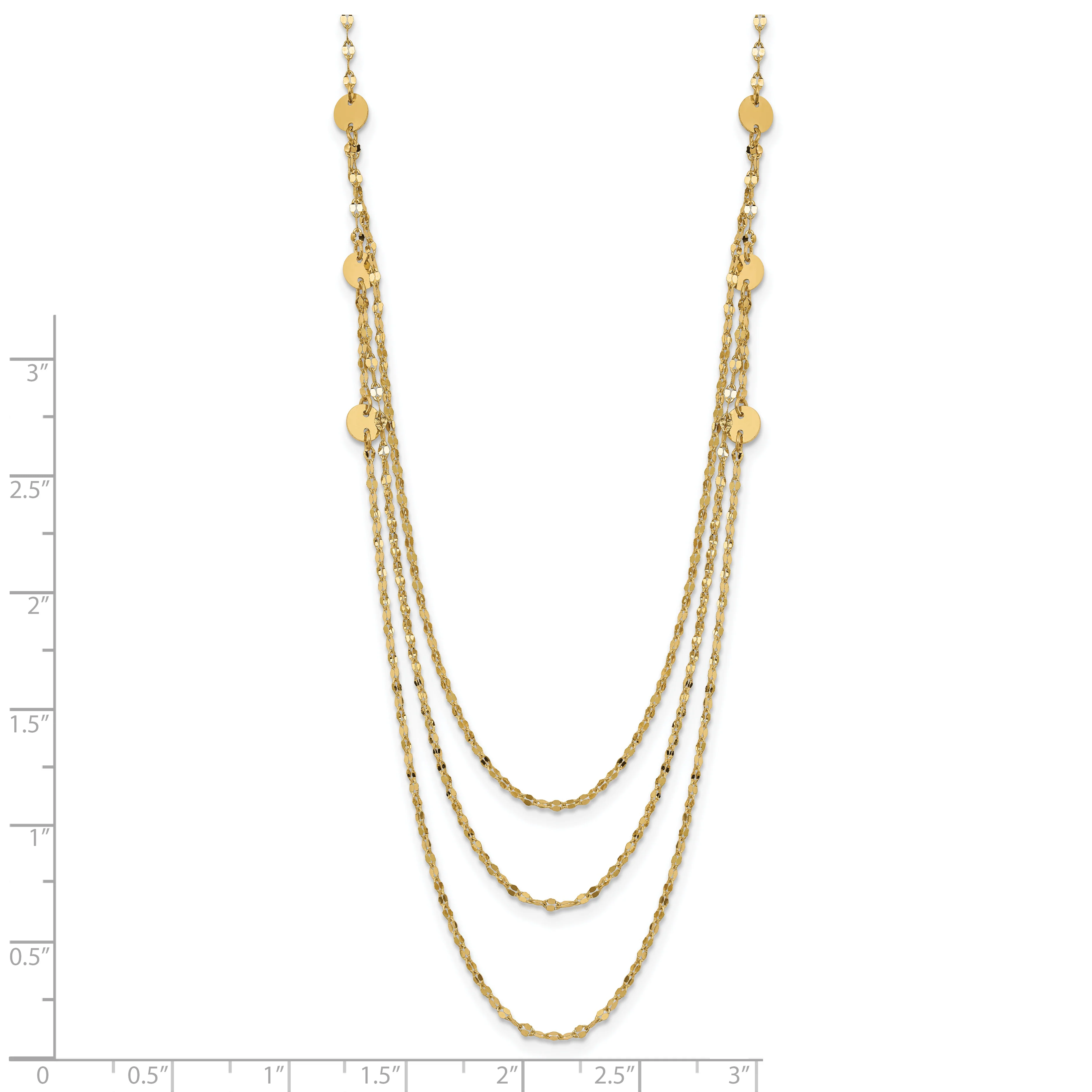 Collar de Fantasía en Oro Amarillo de 14K con Círculos Pulidos en Tres Capas - Image 3