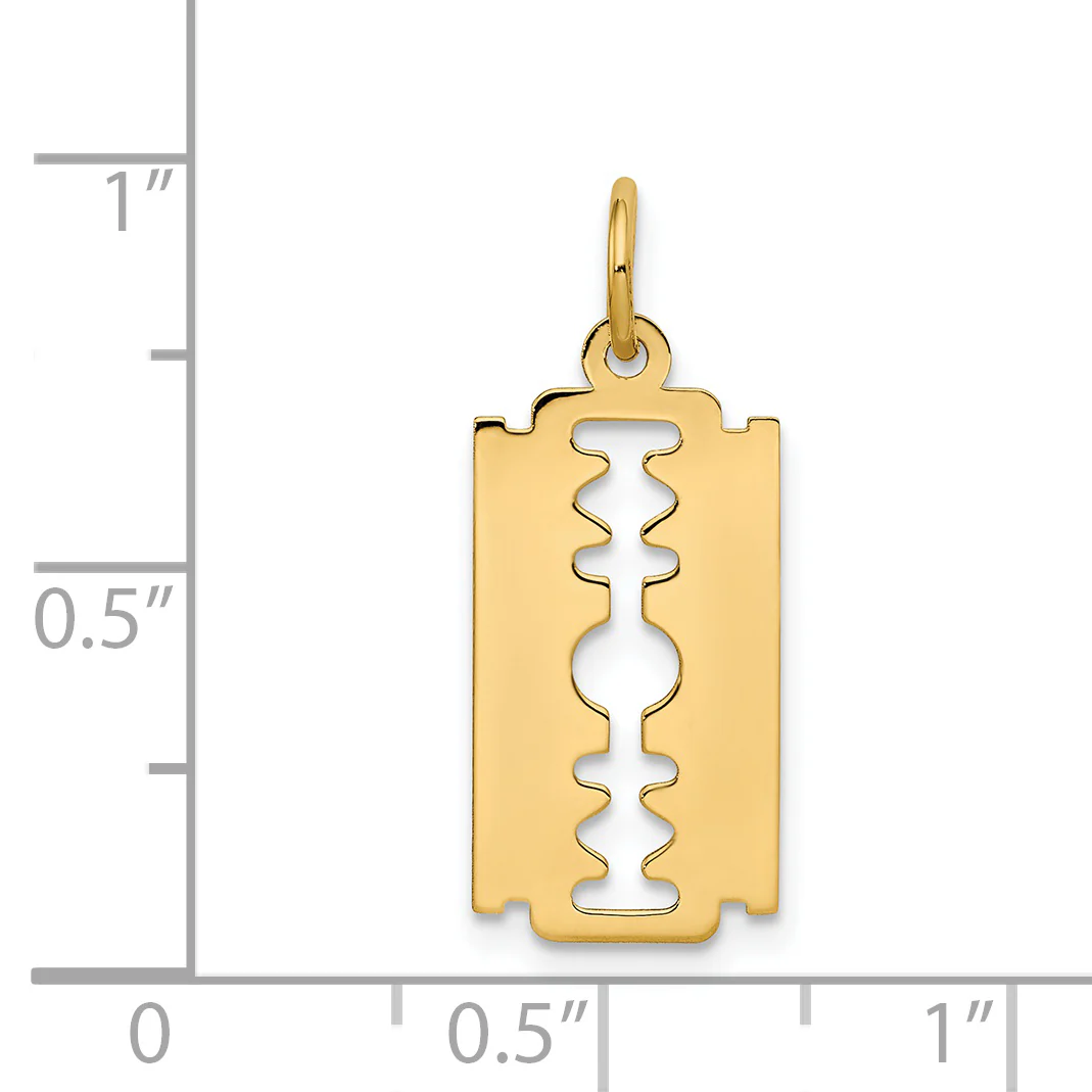 Dije de Cuchilla de Afeitar Pulida en Oro Amarillo de 14K - Image 3