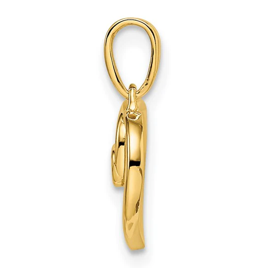 Colgante Corazón Pulido con Diamante en Oro Amarillo de 14K - Image 2