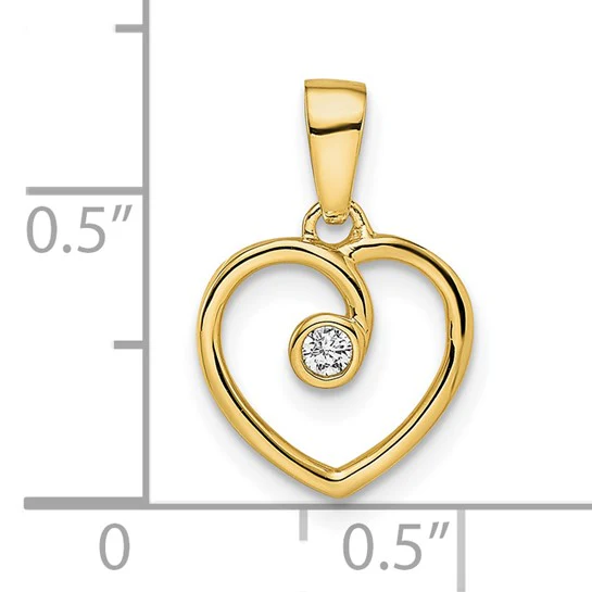 Colgante Corazón Pulido con Diamante en Oro Amarillo de 14K - Image 4