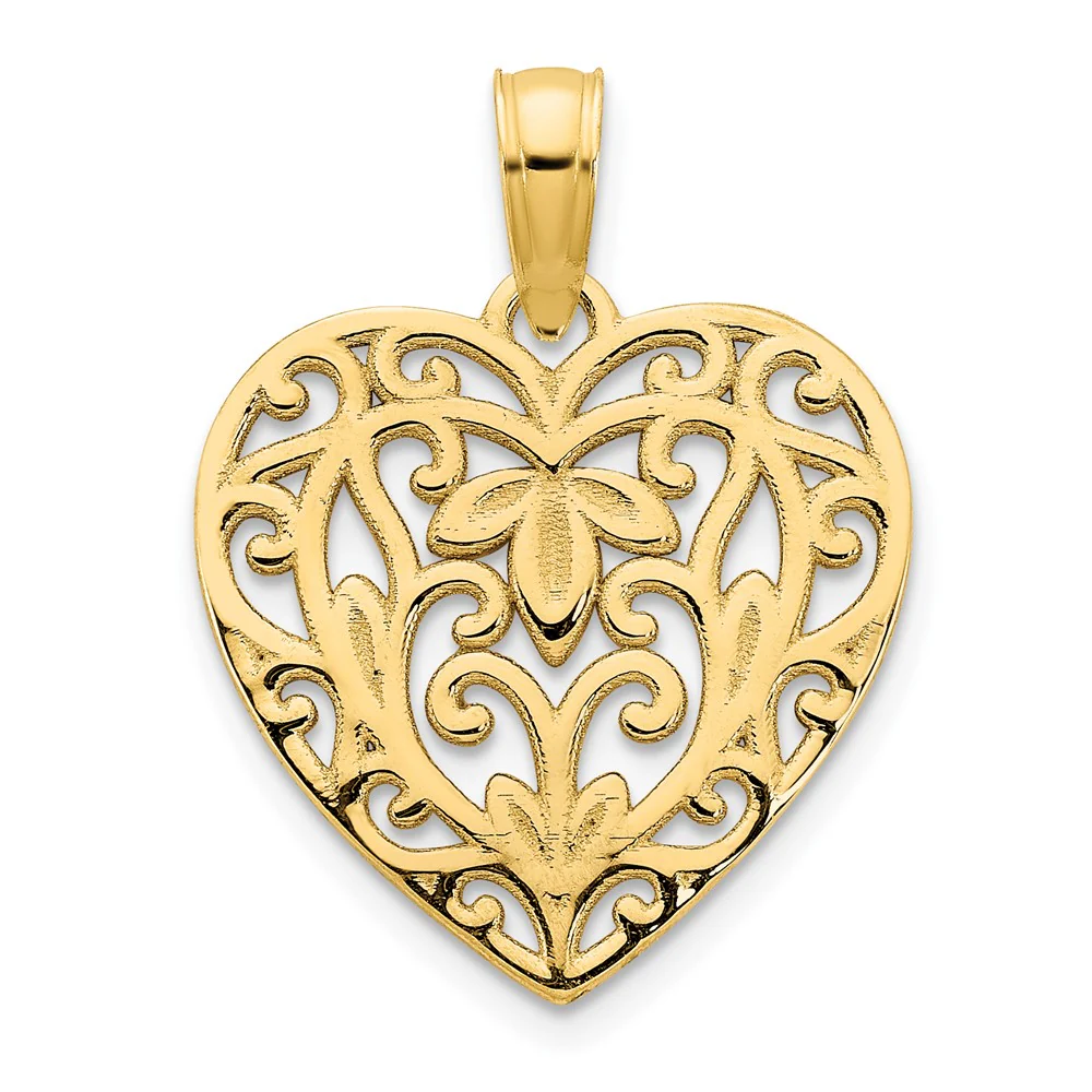 Colgante Corazón Elegante en Oro Amarillo de 14K
