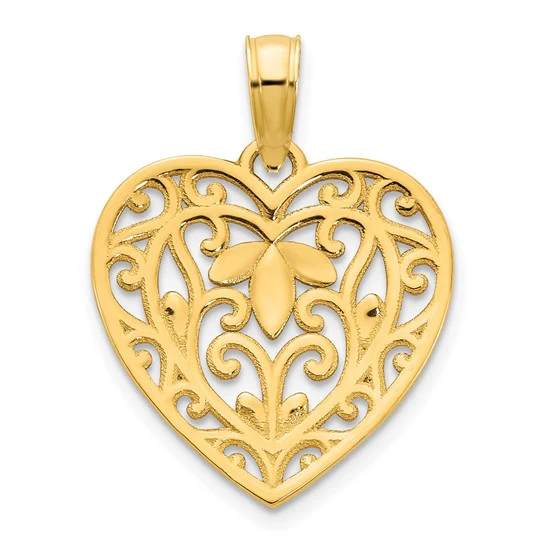 Colgante Corazón Elegante en Oro Amarillo de 14K - Image 3