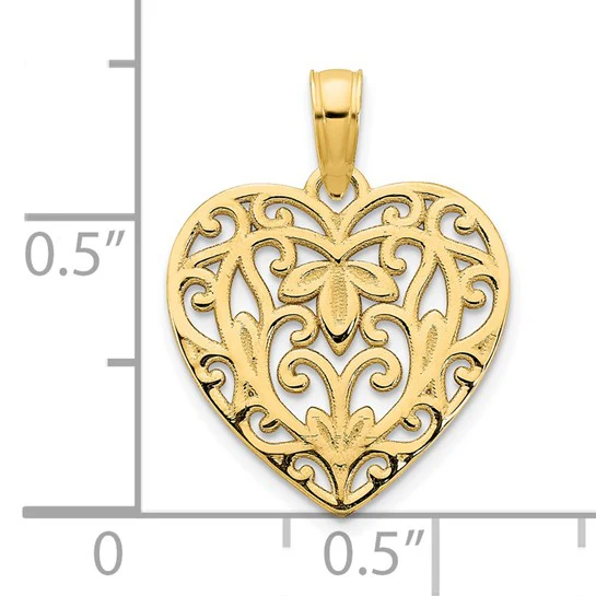 Colgante Corazón Elegante en Oro Amarillo de 14K - Image 4