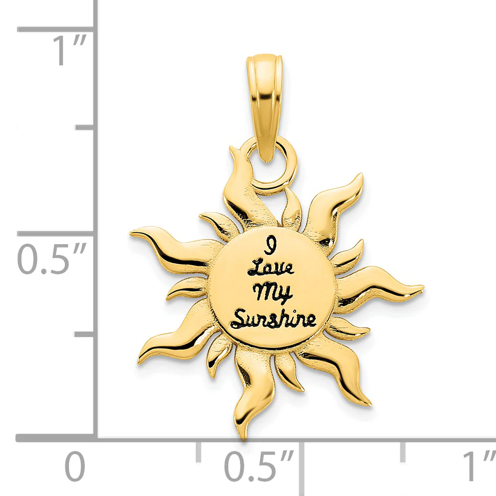 Dije Sol "I Love My Sunshine" con Epoxi en Oro Amarillo de 14K - Image 3