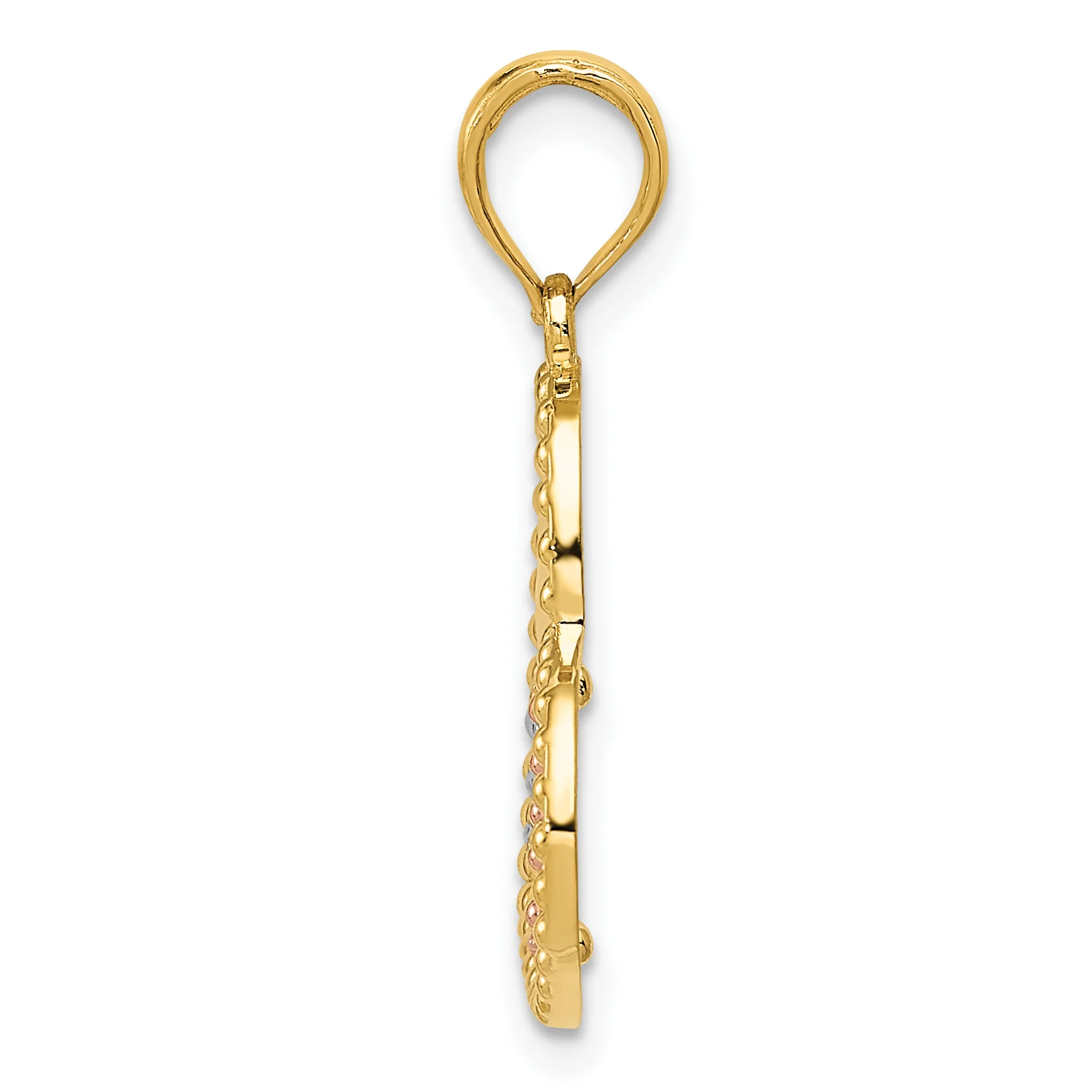 Colgante de Corazones Pulidos en Oro de 14k con Rodio Blanco (Bicolor) - Image 2