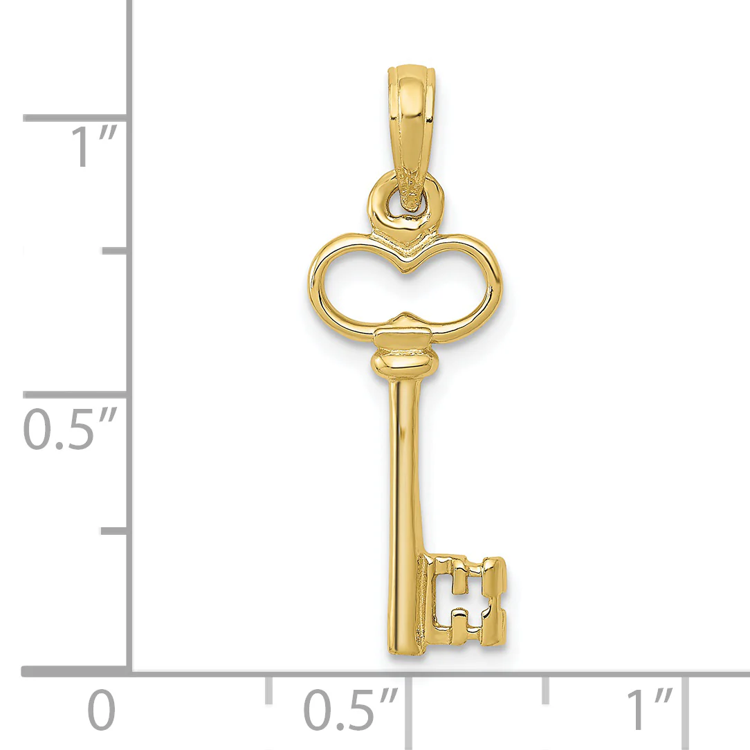 Dije 3D de Llave Pulida en Oro de 10k - Image 3