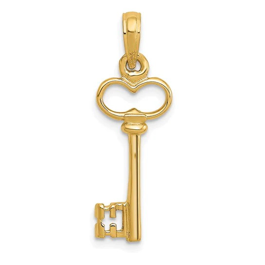 Dije 3D de Llave Pulida en Oro de 10k - Image 4