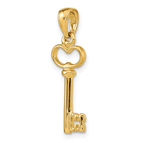 Dije 3D de Llave Pulida en Oro de 10k - Image 5