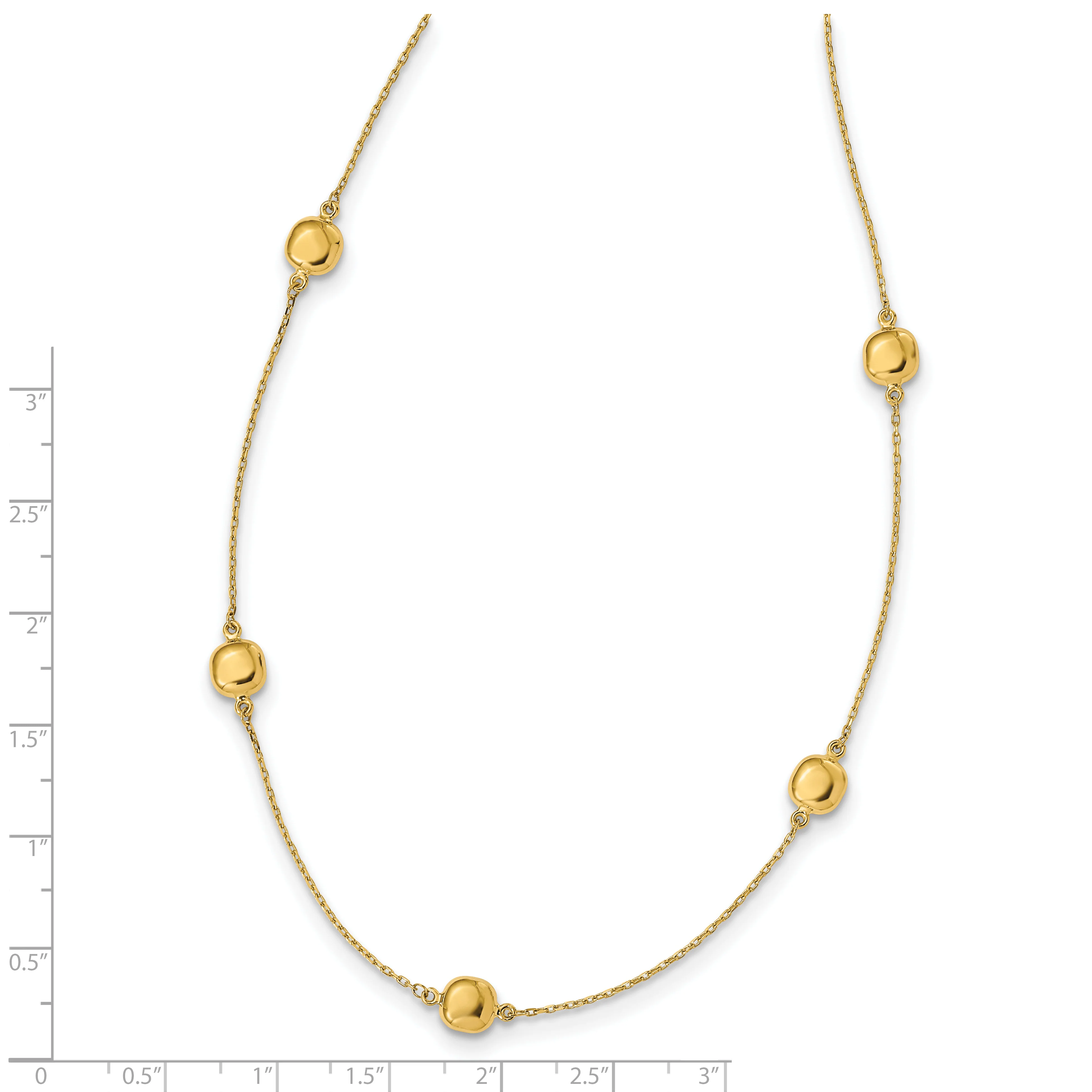 Collar de Oro Amarillo de 14K con 5 Estaciones Pulidas y Extensor de 2 Pulgadas - 16 Pulgadas - Image 2