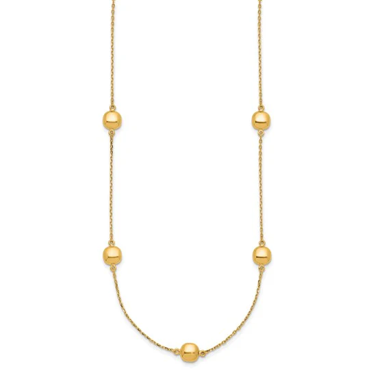 Collar de Oro Amarillo de 14K con 5 Estaciones Pulidas y Extensor de 2 Pulgadas - 16 Pulgadas - Image 3