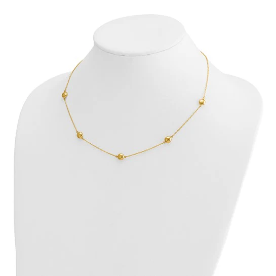 Collar de Oro Amarillo de 14K con 5 Estaciones Pulidas y Extensor de 2 Pulgadas - 16 Pulgadas - Image 4