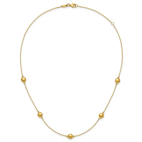Collar de Oro Amarillo de 14K con 5 Estaciones Pulidas y Extensor de 2 Pulgadas - 16 Pulgadas - Image 5