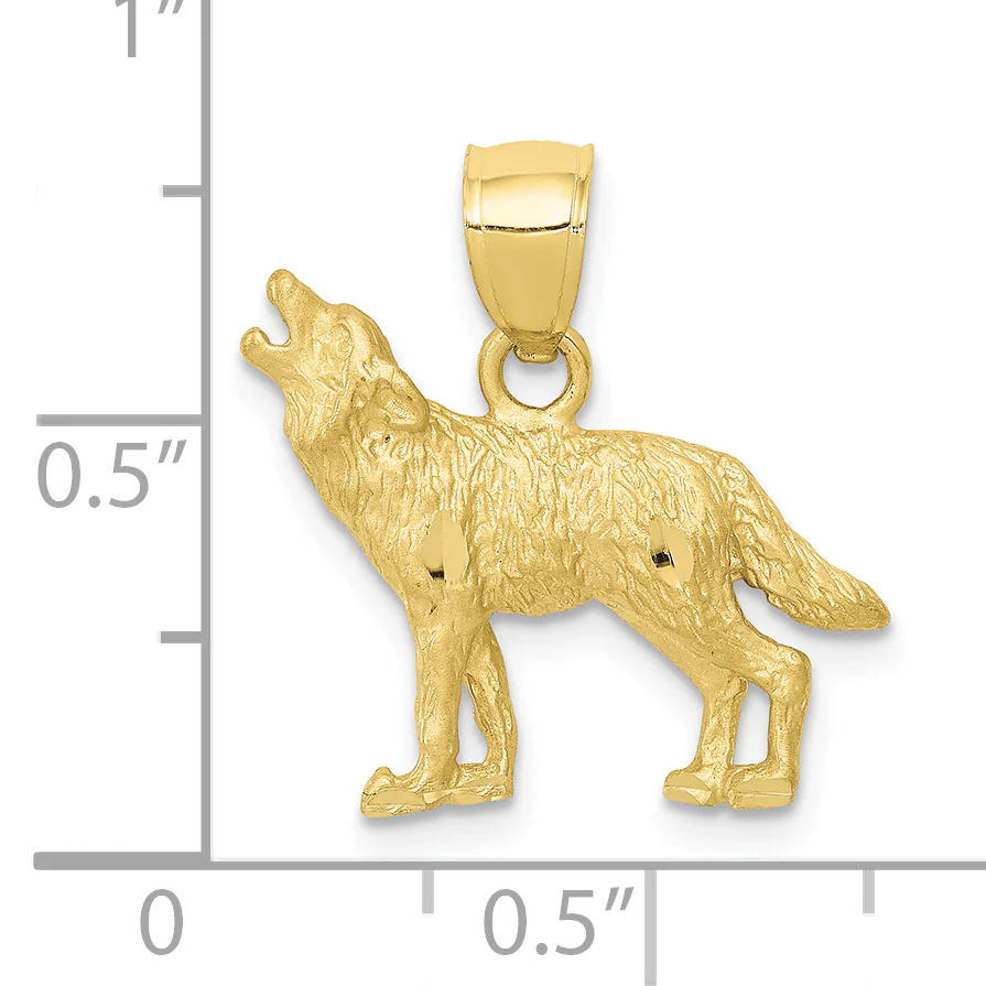Colgante Lobo Cortado con Diamante en Oro Amarillo 10K - Image 2