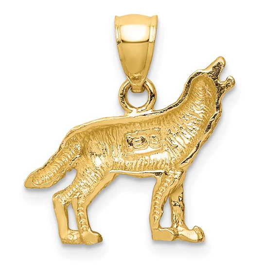 Colgante Lobo Cortado con Diamante en Oro Amarillo 10K - Image 4