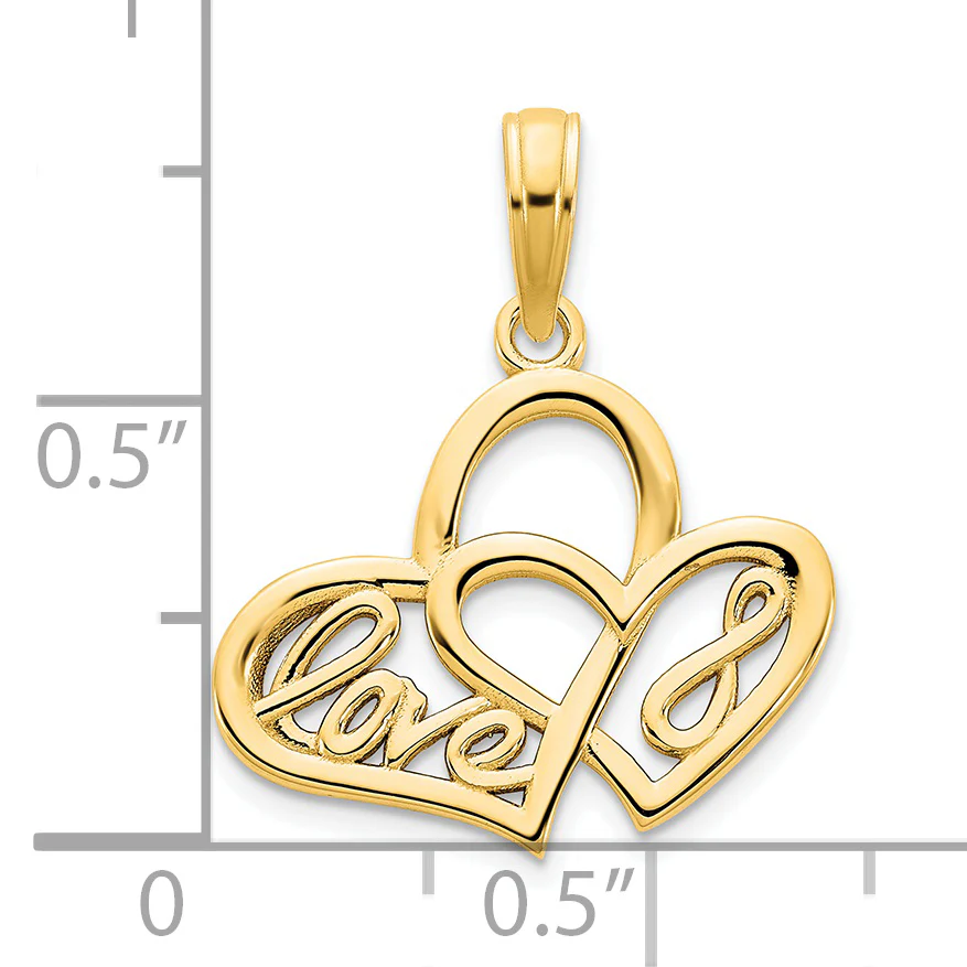 Colgante Corazón LOVE Símbolo de Infinito en Oro Amarillo 14K - Image 3