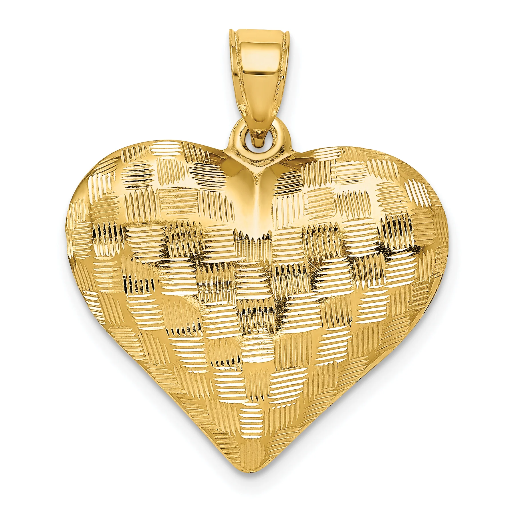 Dije Corazón en Patrón Trenzado 3D Pulido en Oro Amarillo de 14K - Image 3