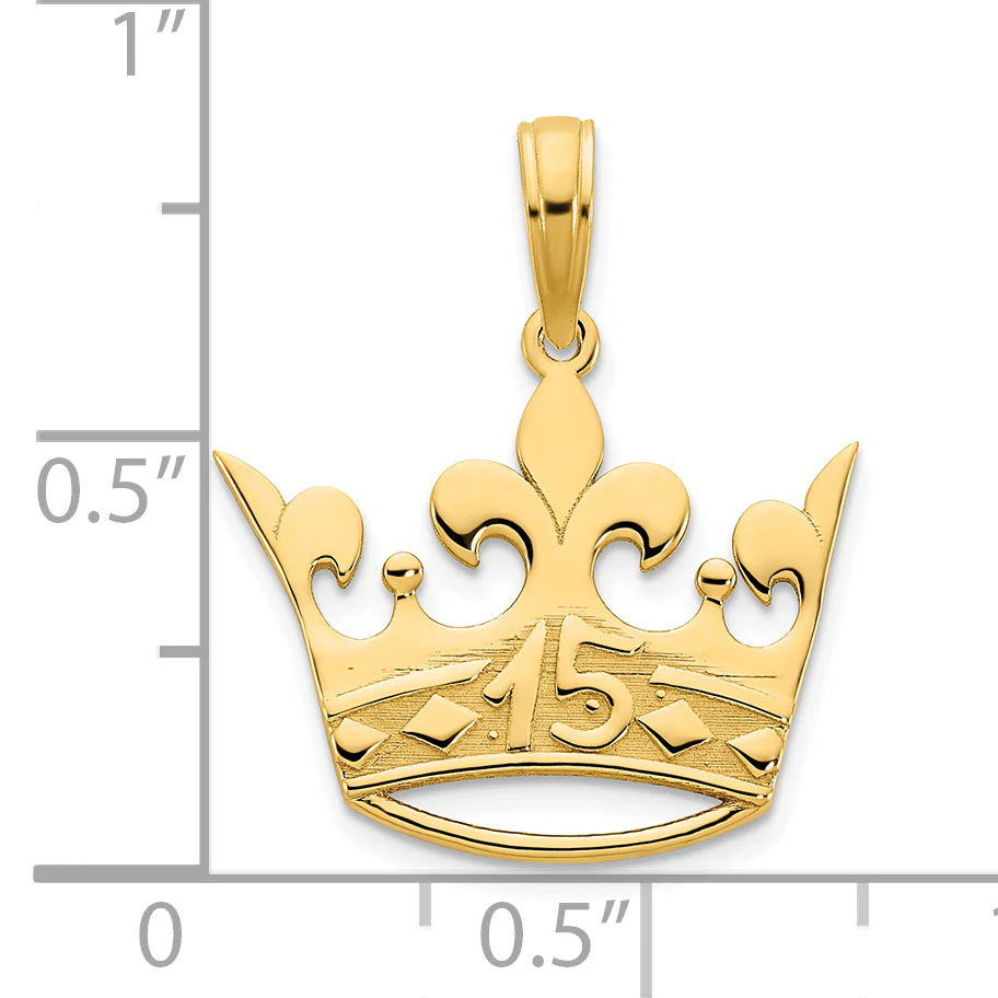 Colgante Corona 15 en Oro de 14k - Image 3