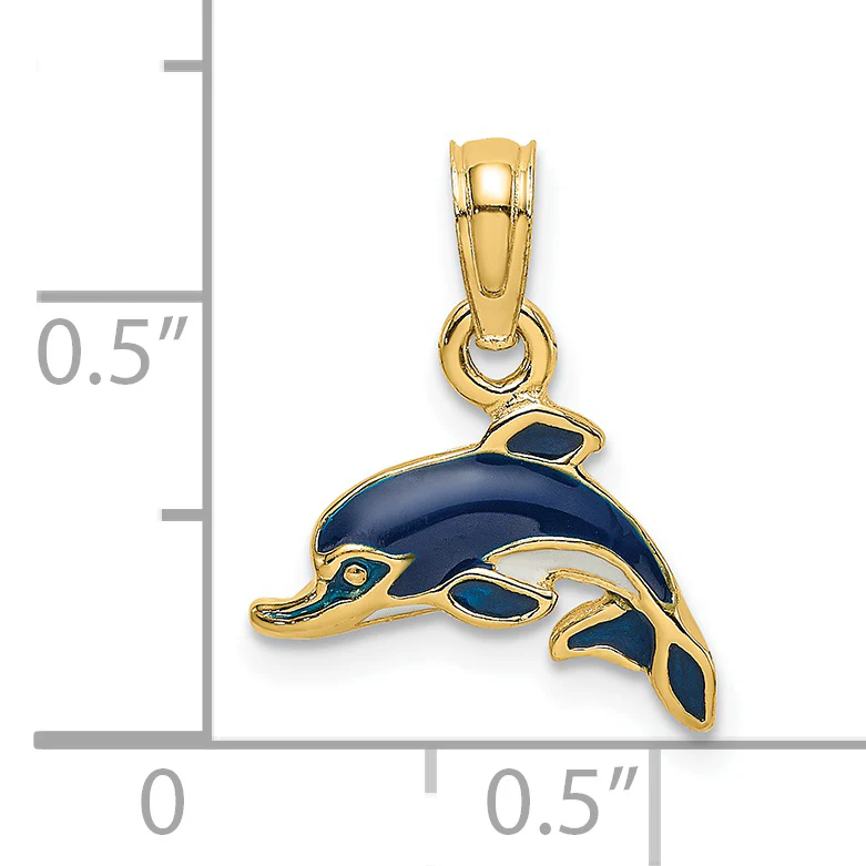 Dije de Delfín con Esmalte Azul de 14K - Image 3