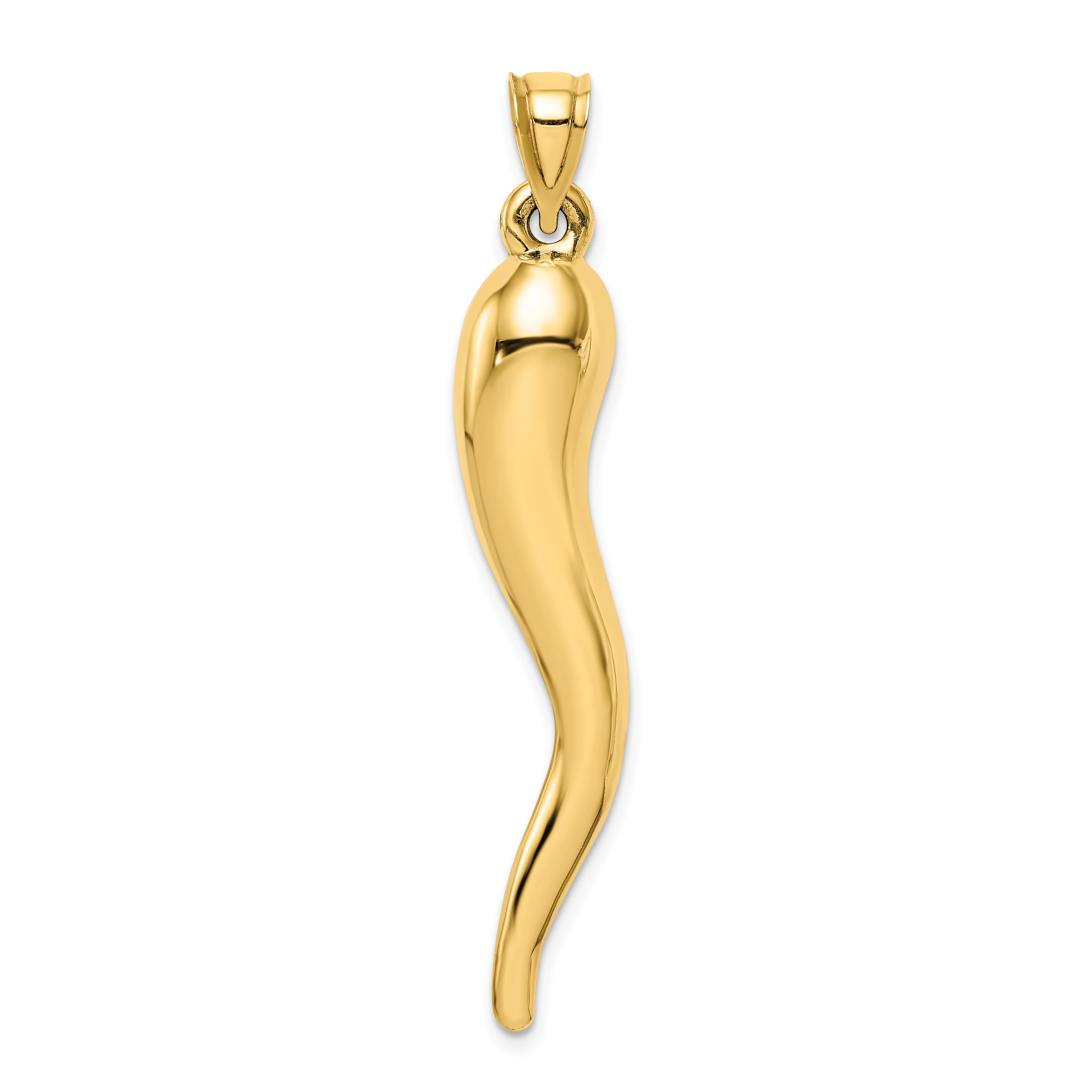 Dije Hueco 3D en Forma de Cuerno Italiano en Oro de 14k - Image 3