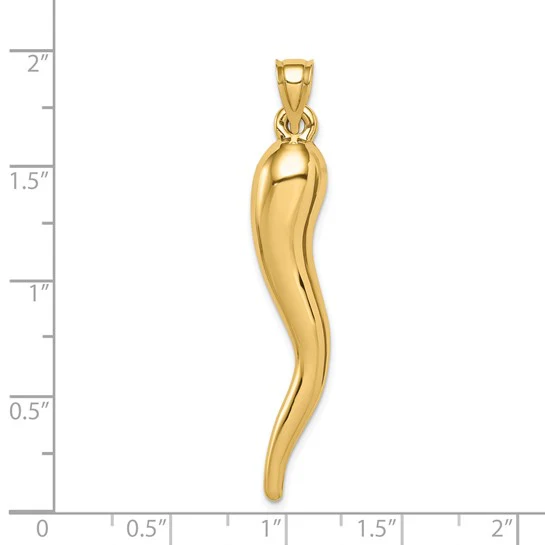 Dije Hueco 3D en Forma de Cuerno Italiano en Oro de 14k - Image 4