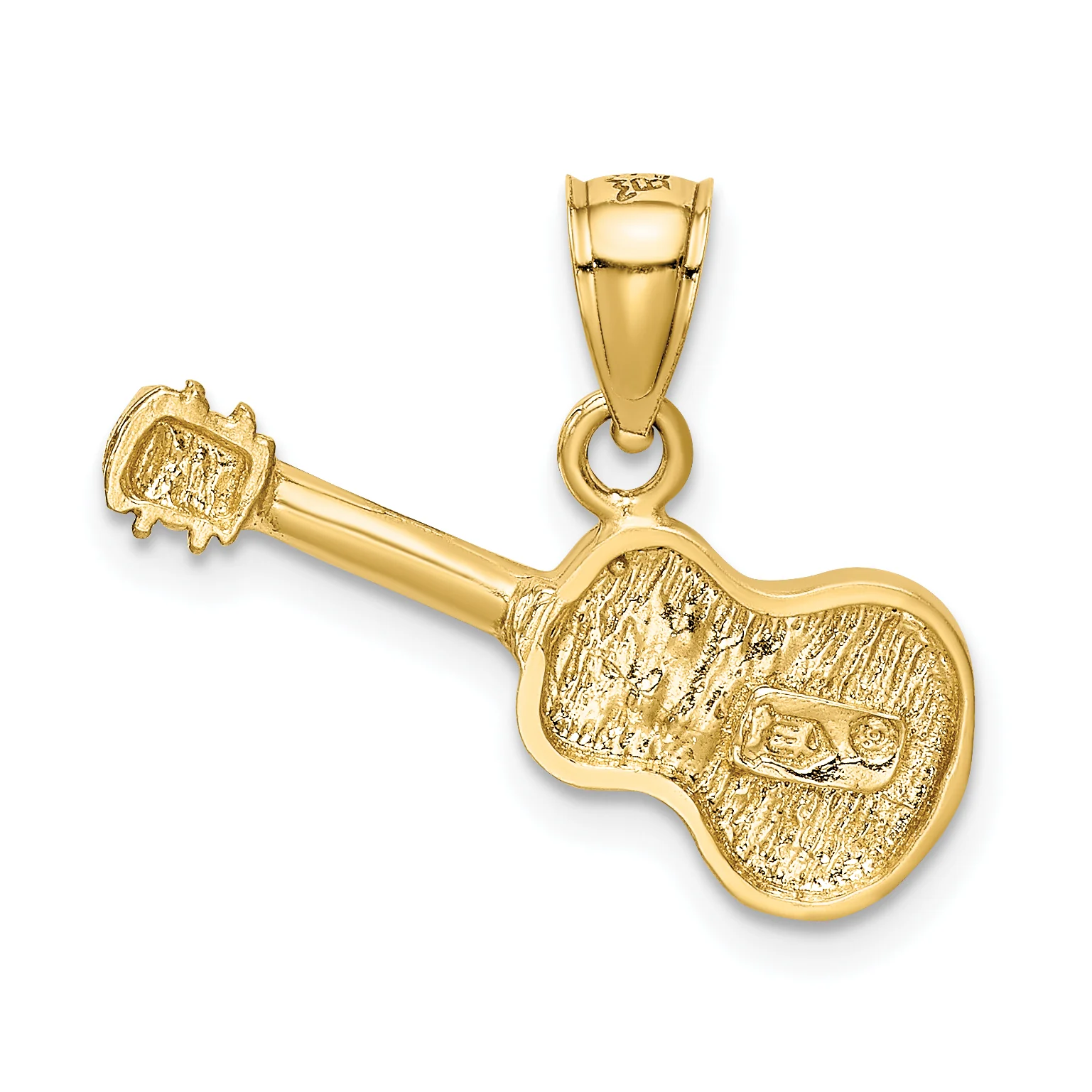 Dije de Guitarra Acústica Satinada con Corte Diamante en Oro de 14k - Image 3