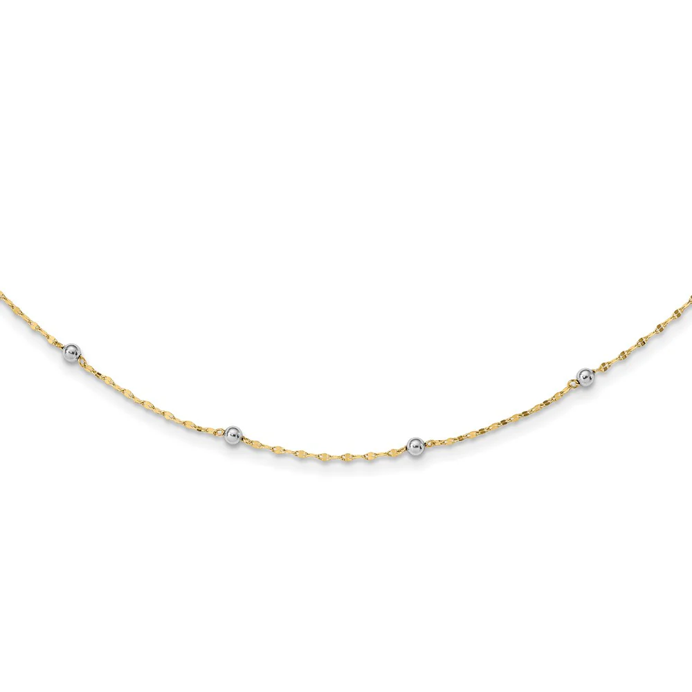 Collar Elegante Bead Pulido Bicolor de 14K