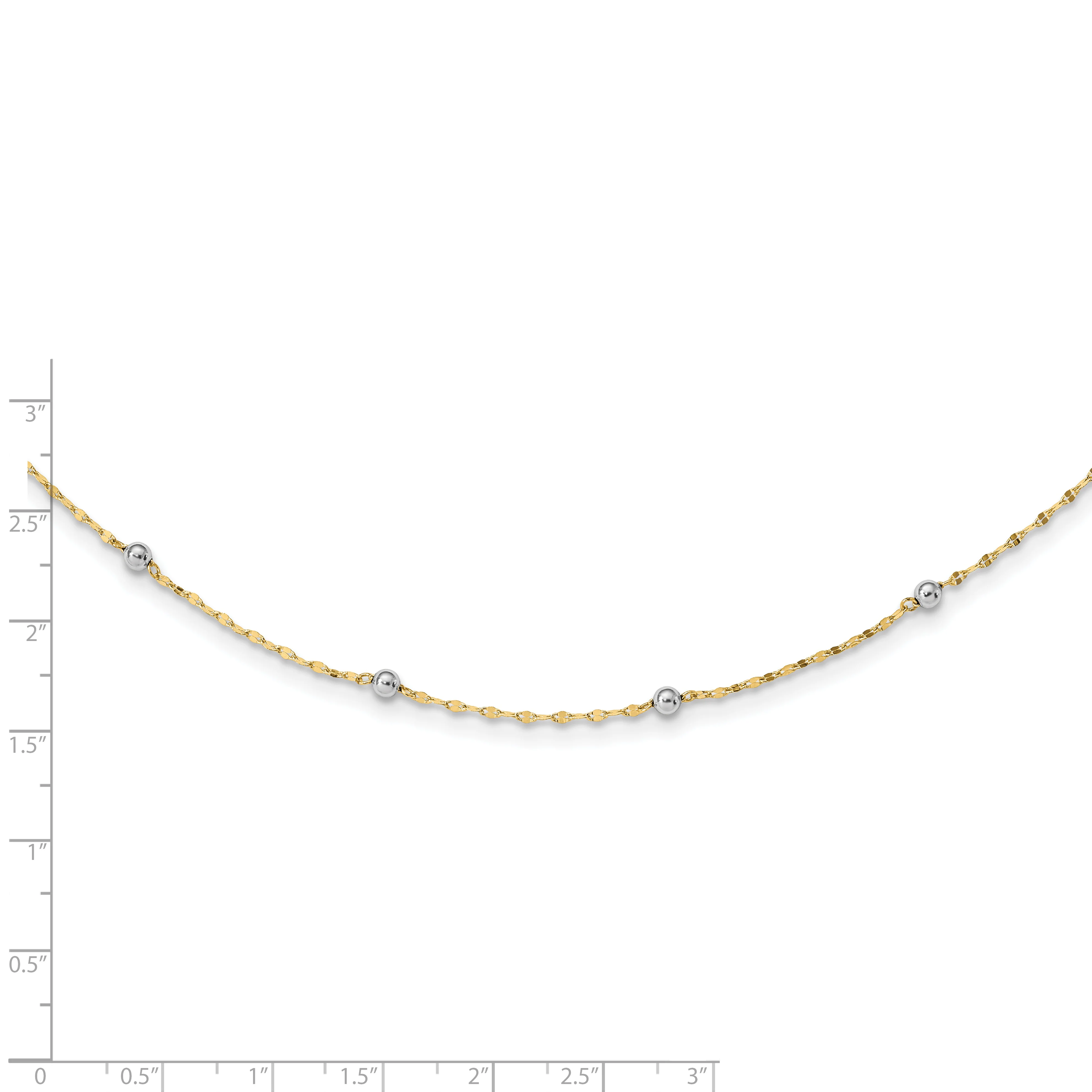 Collar Elegante Bead Pulido Bicolor de 14K - Image 3