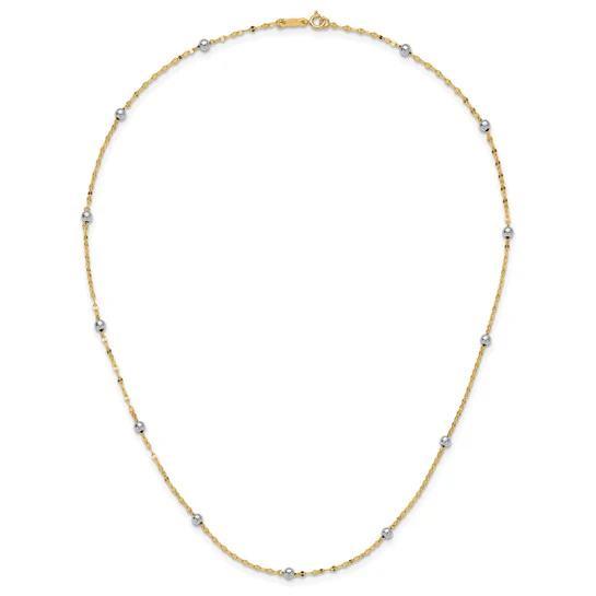 Collar Elegante Bead Pulido Bicolor de 14K - Image 4