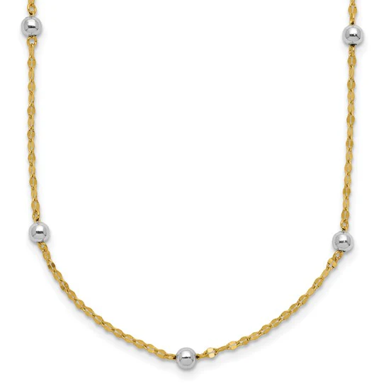 Collar Elegante Bead Pulido Bicolor de 14K - Image 5