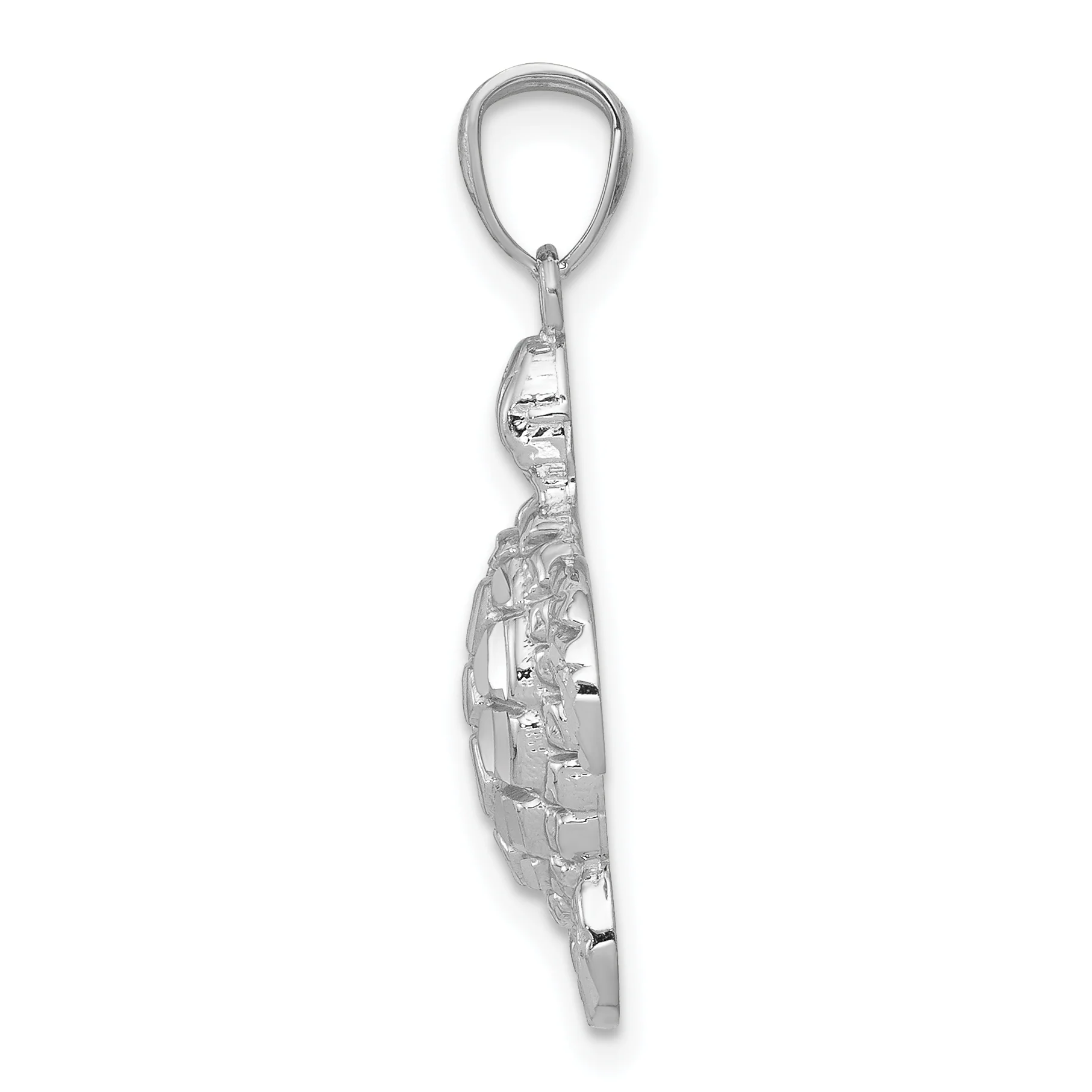 Dije de Tortuga Marina en Oro Blanco de 14k con Acabado Pulido y Corte de Diamante - Image 2