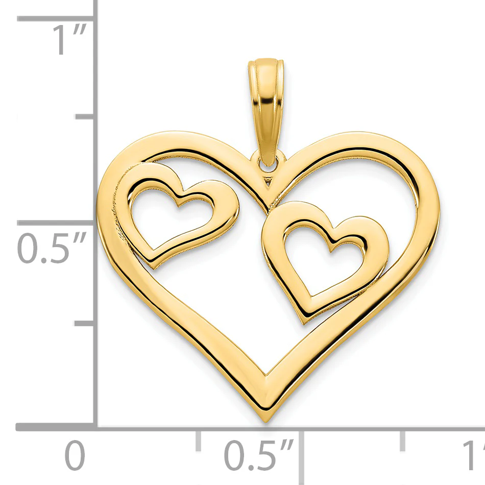 Colgante Corazón en un Corazón en Oro de 14k - Image 3