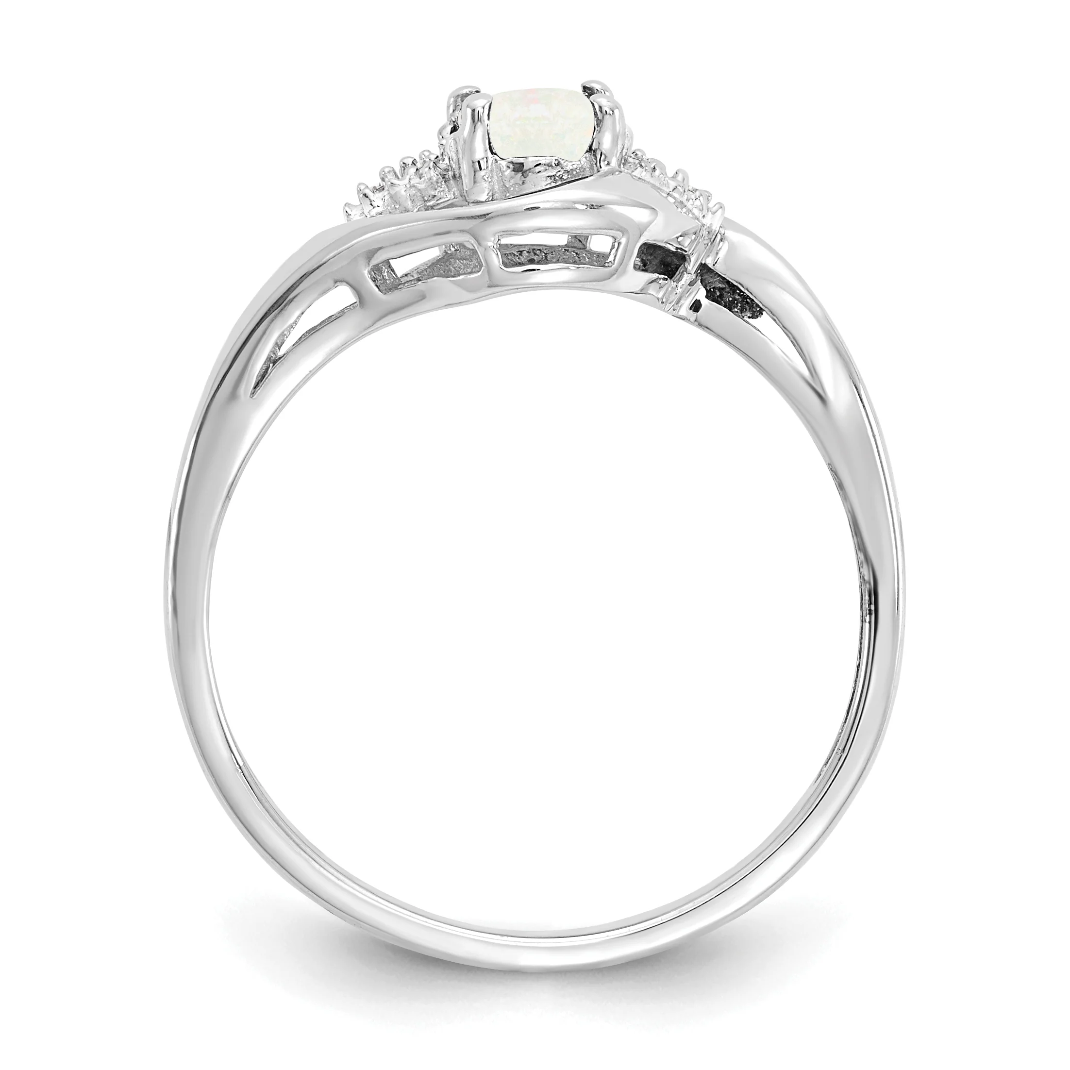 Anillo de Ópalo y Diamantes en Oro Blanco de 14k - Image 2