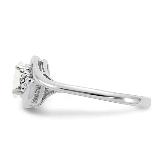Anillo de Ópalo y Diamantes en Oro Blanco de 14k - Image 4