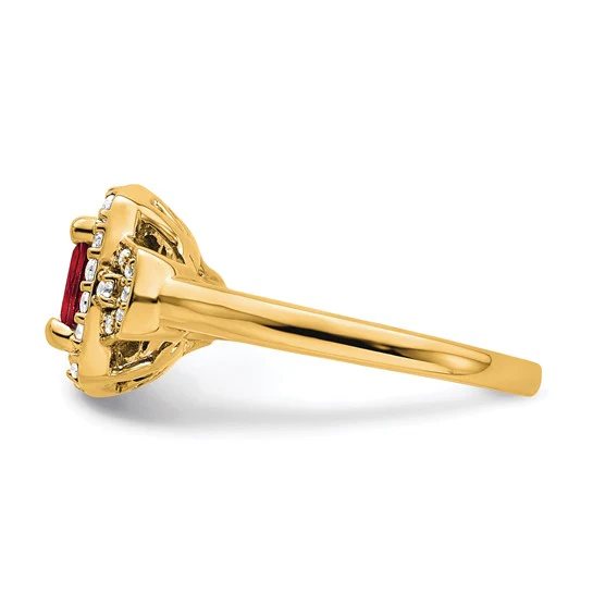 Anillo de Rubí y Diamante Creado en Laboratorio en Oro Amarillo de 10k - Image 4