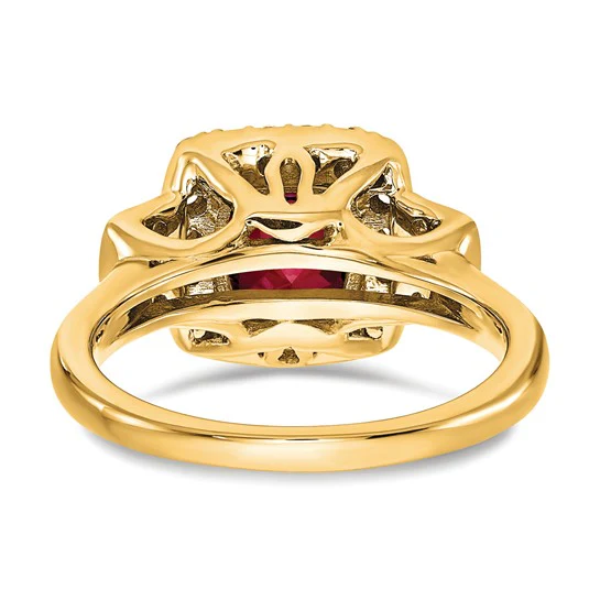 Anillo de Rubí y Diamante Creado en Laboratorio en Oro Amarillo de 10k - Image 6