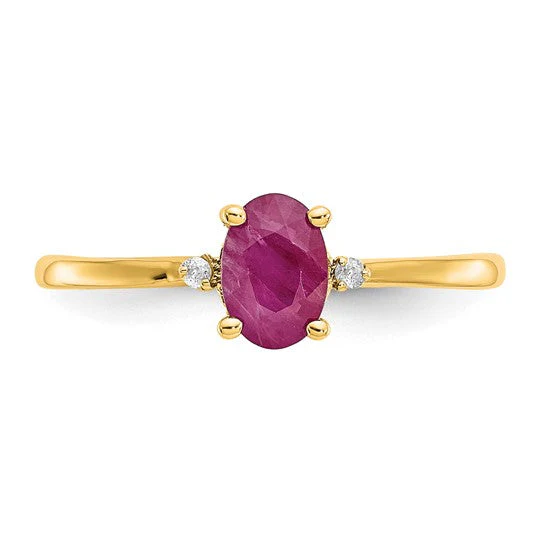 Anillo de Rubí y Diamante de Piedra de Nacimiento en Oro de 14k - Image 11