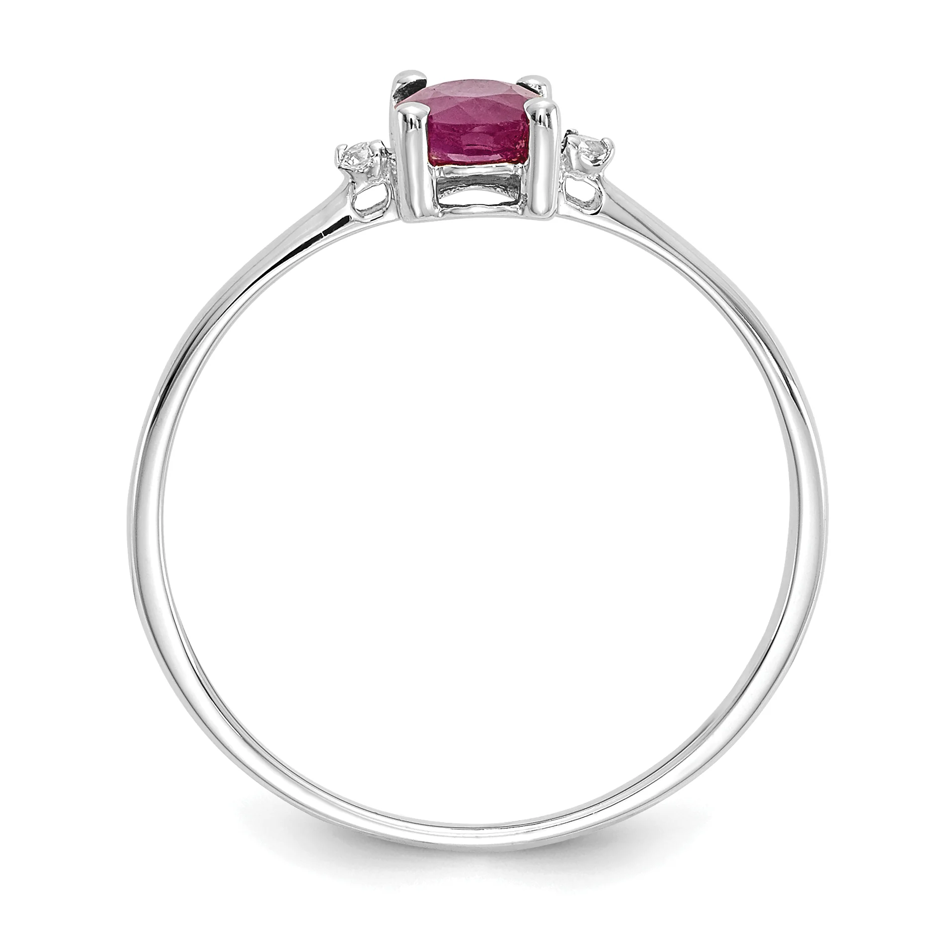 Anillo de Rubí y Diamante de Piedra de Nacimiento en Oro de 14k - Image 2