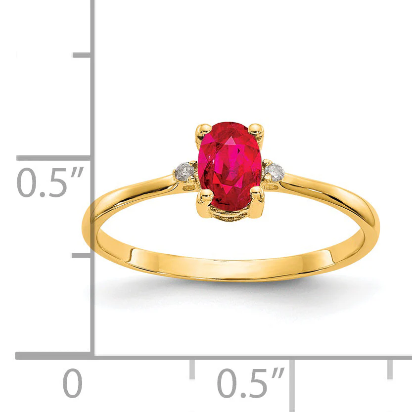Anillo de Rubí y Diamante de Piedra de Nacimiento en Oro de 14k - Image 9