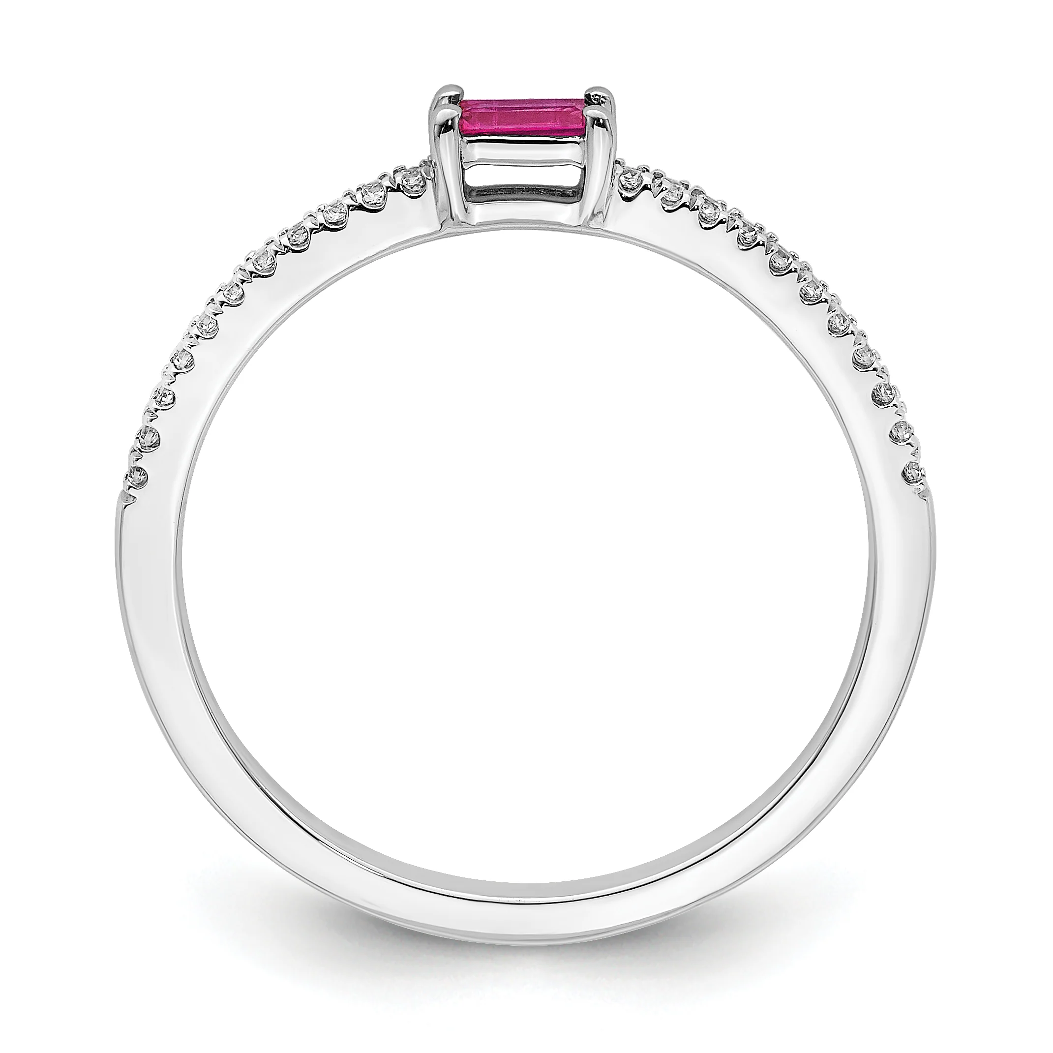 Anillo de Rubí y Diamante Pulido en Oro Blanco de 14k - Image 2