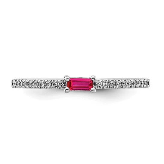 Anillo de Rubí y Diamante Pulido en Oro Blanco de 14k - Image 5