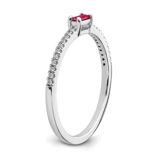 Anillo de Rubí y Diamante Pulido en Oro Blanco de 14k - Image 7
